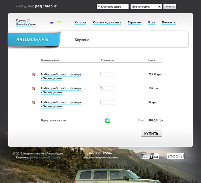 создание интернет-магазина Автомандры