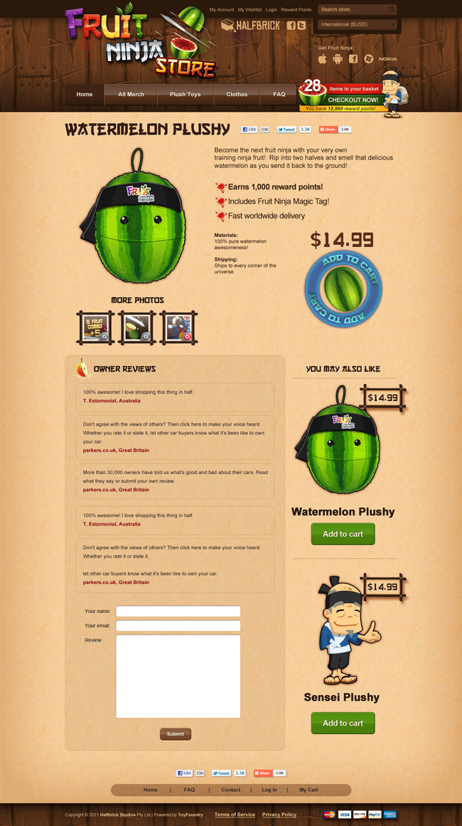 Дизайн интернет-магазина Fruit Ninja Store