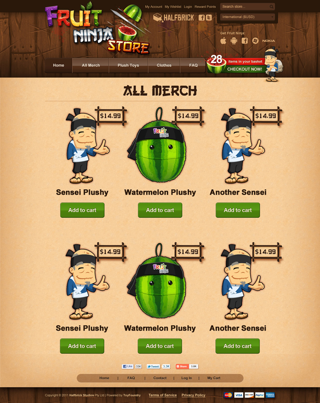 Дизайн интернет-магазина Fruit Ninja Store