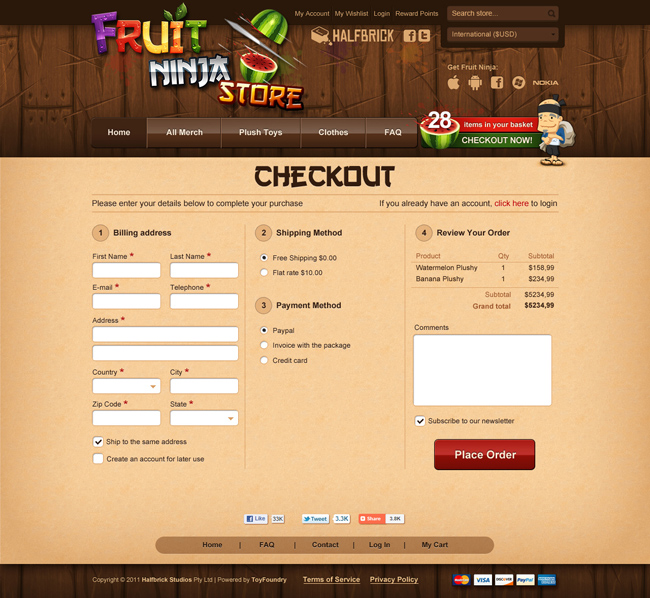 Дизайн интернет-магазина Fruit Ninja Store