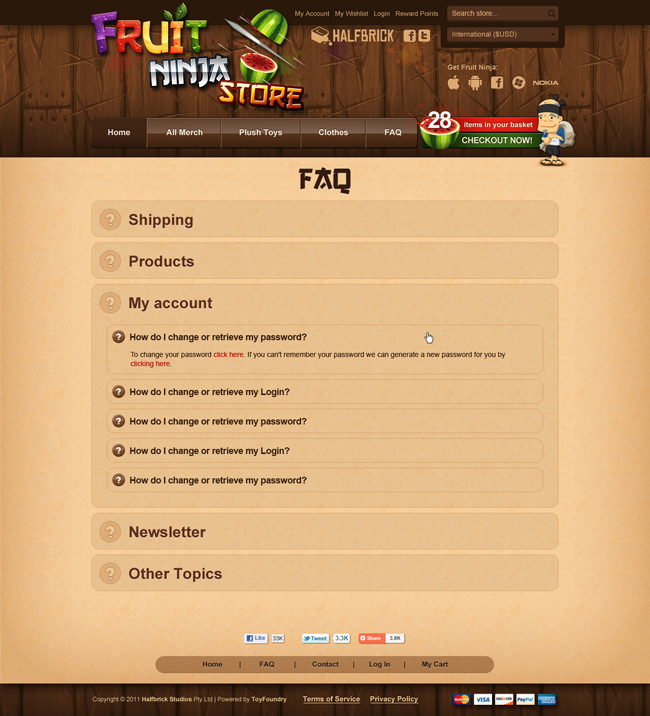 Дизайн интернет-магазина Fruit Ninja Store