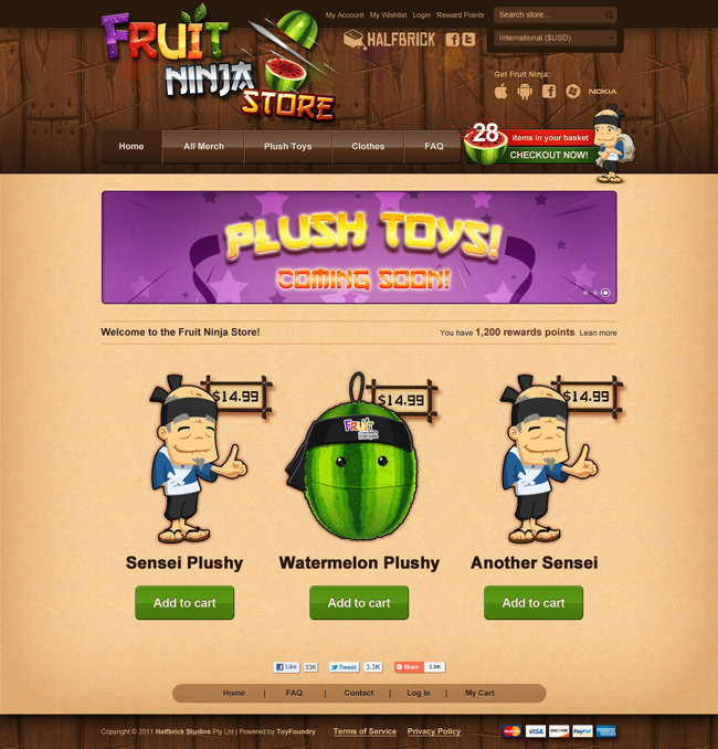 Дизайн интернет-магазина Fruit Ninja Store