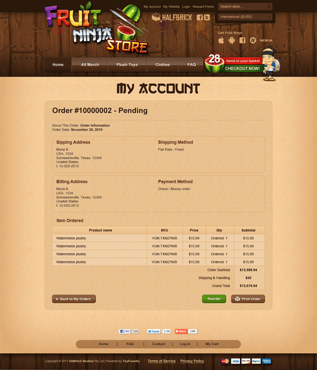 Дизайн интернет-магазина Fruit Ninja Store